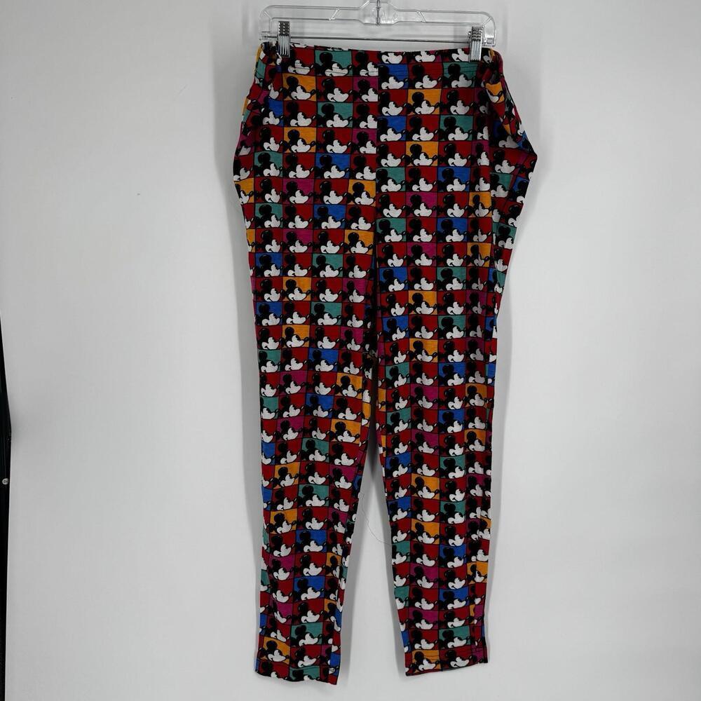 Vintage Disney pants womens large L Mickey & Co colorful 90s stretch mouse